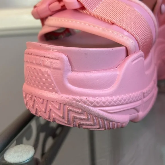 Anthony Wang pink platform wedge buckle sandals patent leather trim size 6.5 - Picture 7 of 13